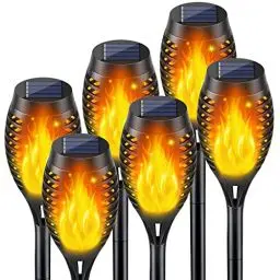 Produktbild: 6Stück Solarlampen für Außen Garten, Solar Fackeln für Außen Flackernd, Solarleuchten für Außen Gartendeko, Gartenfackeln für Draußen, Solar Gartenleuchten für Außen LED Gartenbeleuchtung Solar