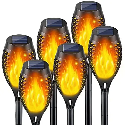 Produktbild: 6Stück Solarlampen für Außen Garten, Solar Fackeln für Außen Flackernd, Solarleuchten für Außen Gartendeko, Gartenfackeln für Draußen, Solar Gartenleuchten für Außen LED Gartenbeleuchtung Solar
