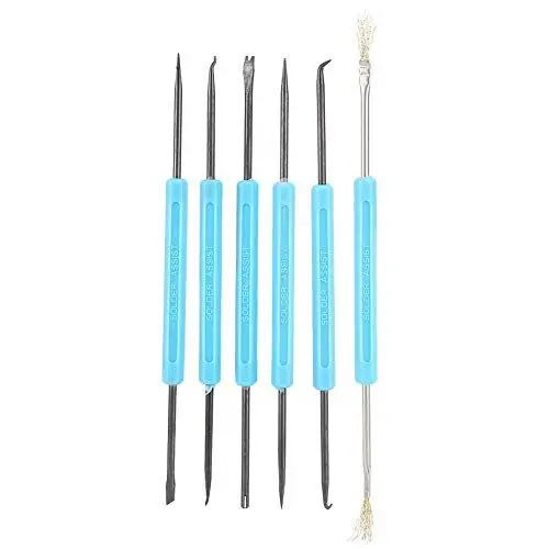 Produktbild: 6-teiliges Doppelkopf-Löthilfswerkzeug für die Reparatur von Leiterplatten, Kompakt und Leicht, mit Verschiedenen Spitzen
