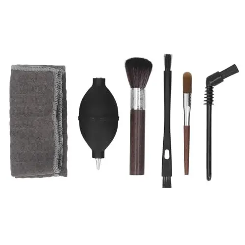 Produktbild: 6-teiliges Kaffeebürsten-Set, Kaffeemühlen-Reinigungsbürsten-Set für die Reinigung von Kaffeemaschinen, Gruppenkopf-Reinigungsbürste, Luftgebläse, Handtuch-Set für die Küche