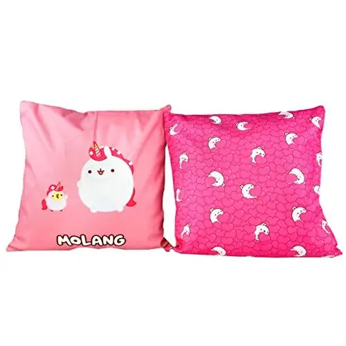 Produktbild: 6vibes Molang & Piupiu Kissenbezug 40 x 40 cm – 2 Dekokissen Einhorn - Zierkissen für die Couch -Kissenbezüge in 6 Verschiedene Motive zum Sammeln