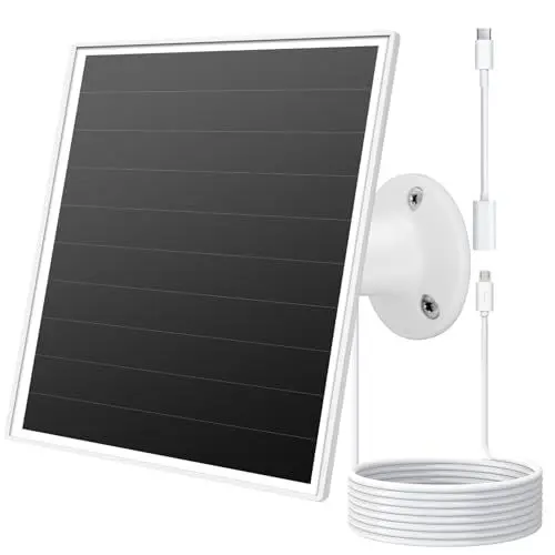 Produktbild: 6W Solarpanel für draußen installierte Überwachungskameras mit Micro-USB- und USB-C-Anschluss, Solarladegerät für Akkukameras, kompatibel mit Eufy/Wyze/Reolink, Schnellladung