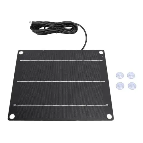 Produktbild: 6-W-Solar-Autobatterieladegerät, Monokristallines Silizium-Solarpanel mit 4 Saugnäpfen, Android-Schnittstelle, Wasserdichtes Solarpanel-Ladegerät für Notbeleuchtung