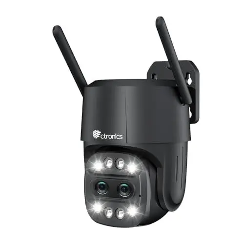 Produktbild: 6X Hybrid-Zoom Überwachungskamera Aussen Dual-Objektiv, Ctronics PTZ WLAN IP Kamera Outdoor, Auto-Tracking Auto-Zoom, Menschenerkennung, 355 /90 Schwenkbar, Farbnachtsicht, 2-Wege Audio, IP66
