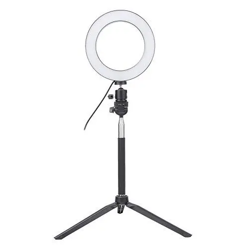 Produktbild: 6-Zoll-LED-Foto-Fülllicht, KIMISS Ringlicht-Stativ, USB-Foto-Selfie-Ringlicht, Tragbare Studioleuchten, LED-Fülllicht + Desktop-Stativ + Selfie-Stick