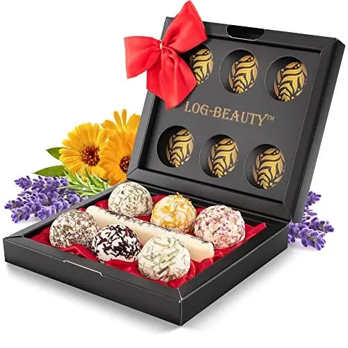 Produktbild: 7 BIO Badekugeln - Badebomben Geschenkset mit Vitamin C - MADE IN GERMANY - Vegan - Wellness-Badezusatz-Set - Geschenke für Frauen und Männer