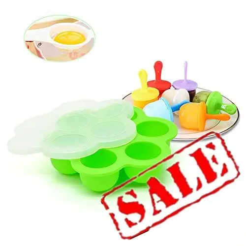 Produktbild: 7 Fächer Behälter zur Aufbewahrung mit Deckel von Babynahrung, BPA-frei, Wiederverwendbares Silikon Eiscreme Set, perfekt als Ergänzung zu Vitamin C Sommer, Multifunktionale Popsicle Form für Kinder