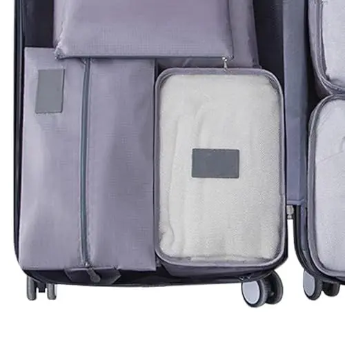 Produktbild: 7 Set Verpackungs-Reise-Organizer-Würfel, Verpackungswürfel, Wasserdicht, Schmutzabweisend, Oxford-Stoff, Gepäckverpackungs-Organizer Reisen (Grau)