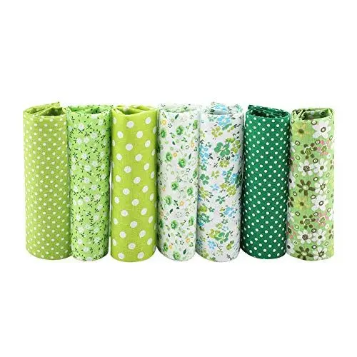 Produktbild: 7 Stück Baumwollstoffe 50 X 50 Cm, Patchworkstoffe, DIY Patchwork, Quadratische Patchworkstoffe aus Baumwolle, Kissenhüllen, Kleidung und Nähen(Grün)