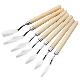 Produktbild: 7 Stück Spachtel Acrylmalerei Malmesser Edelstahl Spachtel Set Palettenmesser mit Holzgriff Malerspachtel Spachtel Werkzeug zum Ölfarben, Gouachea
