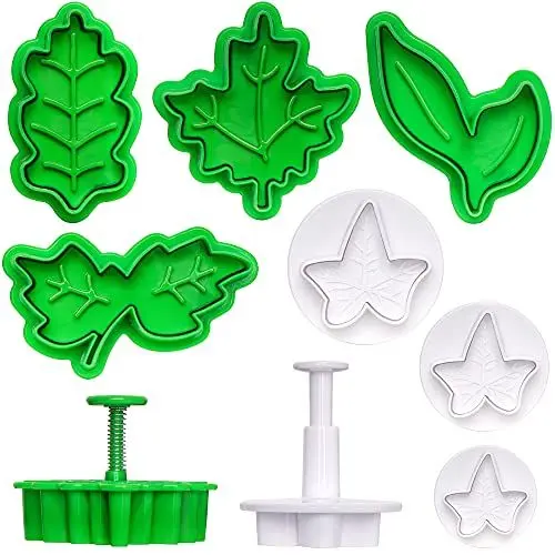 Produktbild: 7 Stück Tropisches Blatt Zuckerguss Ausstecher Formen Set Kuchenform Presse für Kuchen Dekorieren Mini Kunststoff Fondant Zuckergussform DIY Backwerkzeug