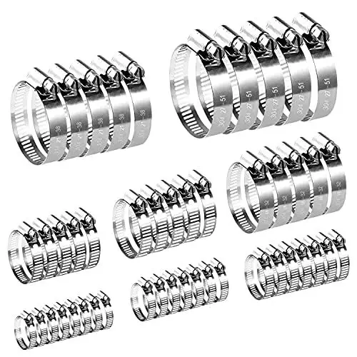 Produktbild: 70 Stück Schlauchschellen Edelstahl Set, 8 Größen 6–51 mm einstellbare Schlauchklemmen Rohrschellen Sortiment für Haus Gas Rohr, Wasserrohr, Teich, Garten,schwarz