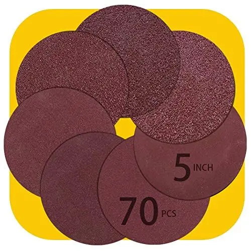 Produktbild: 70 Stück Schleifpapier 125 mm Klett, ohne Löcher, für Exzenterschleifer, Körnungen P60 - P320