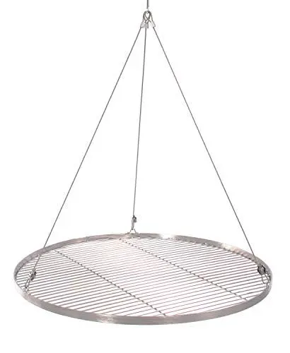 Produktbild: 70 cm Grillrost Edelstahl für Schwenkgrill 3 Bein BBQ Grill Rost mit Seil 14 mm Stababstand