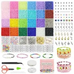 Produktbild: 7000 Stück 3mm Bunte Perlen für Armbänder, Armbänder Selber Machen Mit Glasperlen, Perlen Zum Auffädeln Set für Kinder Feiertage, Jewellery Making