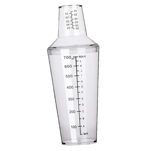 Produktbild: 700-ml-Cocktail-Shaker-Becher, Hitzebeständiges PC-Barkeeper-Mischwerkzeug mit Messskala, Mixology-Bar-Zubehör, Werkzeuge, Geeignet für Bubble-Tea-Läden zu Hause