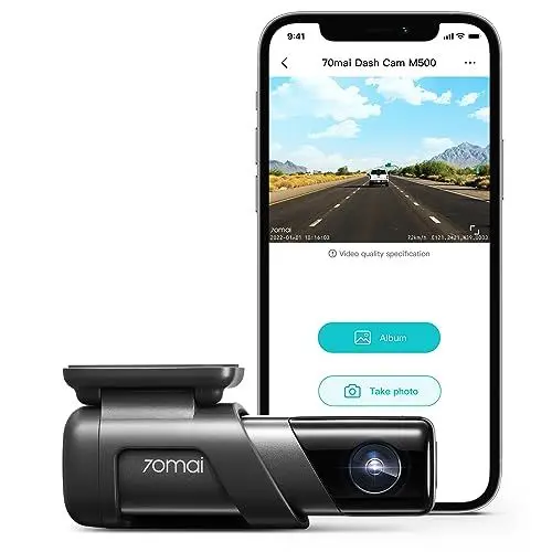 Produktbild: 70mai True 2.7K 1944P Dash Cam M500, eMMC Eingebauter 128GB Speicher, Leistungsstarke Nachtsicht mit HDR, 170° FOV, 24H Parküberwachung, Zeitrafferaufnahme, Eingebautes GPS, ADAS, App Steuerung