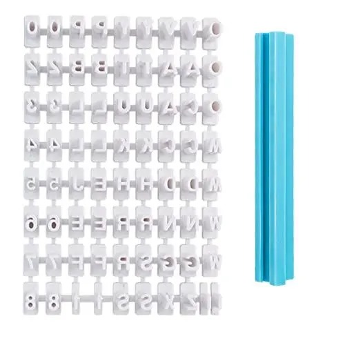 Produktbild: SZXMDKH 72 Stk Buchstaben Ausstecher für Fondant Ausstecher,Zahlen Backen Zubehör Alphabet Kuchendekoration Backzubehör Set Auswerfer Stempel Keks Marzipan(Wiederverwendbar), Weiß, zmmj072