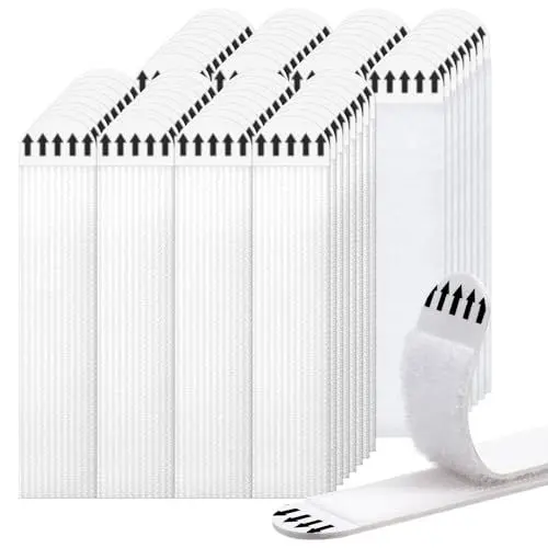 Produktbild: 72 Stück Klettband Selbstklebend Extra Stark, Poster Strips Bilder Aufhängen Ohne Bohren, Doppelseitiges Klettband, Weiß Klettverschluss Selbstklebend, Rückstandsfrei Klett Klebeband Bilderhaken