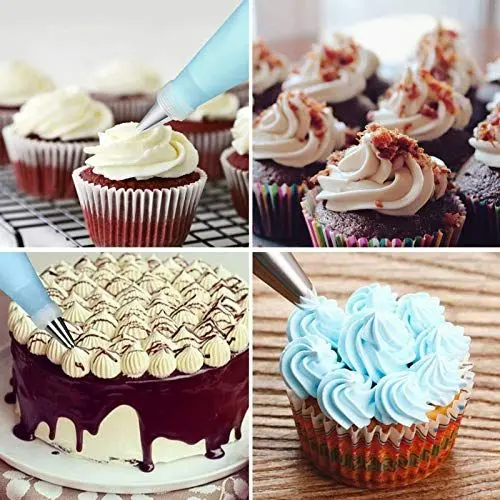 Produktbild: 72-teiliges Kuchendekorationsset, Backwerkzeuge, Edelstahltüllen, Sahneschaber, Blumennagel und Reinigungsbürste, Ideal für Kuchen, Cupcakes, Kekse und Muffins.