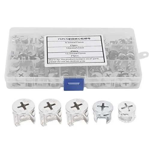 Produktbild: 75 Stück Exzenter Möbelverbinder,12/13/15mm Möbel Verbindungsstücke Exzenter Nockenrad,Möbel Exzentrische Radmutter Set für Schränke,Schranktür,Kommode,Holztüren
