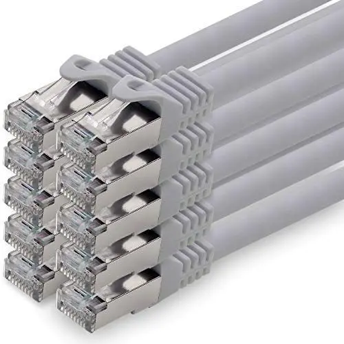 Produktbild: 7,5m - grau - 10 Stück CAT.7 Netzwerkkabel Patchkabel SFTP PIMF LSZH Gigabit Lan Kabel 10Gb s cat7 Rohkabel mitRJ45 Stecker Cat6a kompatibel zu CAT5 CAT6 cat7 cat8
