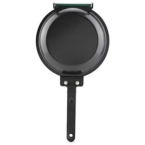 Produktbild: 7.5mm Klapppfanne Bratpfanne mit Seitlichem Deckel, Doble Flip Herd Padella pro Pfannkuchen Doppelwandige Keramik-Pfanne Runde Pfanne aus Tortilla Sicheres Kochen