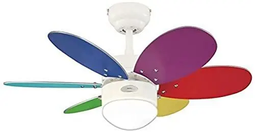 Produktbild: 76 cm Deckenventilator Turbo II 78673 mit Einzelleuchte und sechs Flügeln, Ausführung in Weiß mit Opalmilchglas
