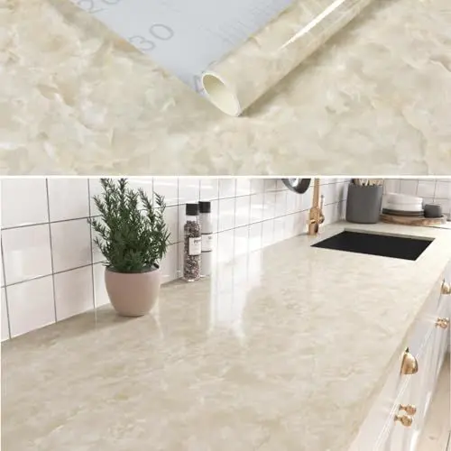 Produktbild: 77cm×3m, Klebefolie Marmor Folie Für Möbel, Möbelfolie Selbstklebend Folie, Wasserfest Dick Küchenfolie Selbstklebend Arbeitsplatte Folie Küche, Folie Für Küchenschränke Küchenrückwand Selbstklebend
