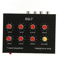 Produktbild: 7-Band-Audio-Equalizer, Einstellbarer 7-Band-EQ-Verstärker-Equalizer mit -Eingangsausgang, High-Bass-Einstellung, Digitaler Zweikanal-Equalizer