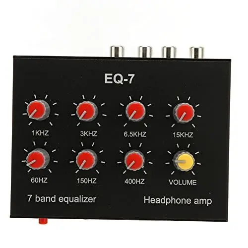 Produktbild: 7-Band-Audio-Equalizer, Einstellbarer 7-Band-EQ-Verstärker-Equalizer mit -Eingangsausgang, High-Bass-Einstellung, Digitaler Zweikanal-Equalizer