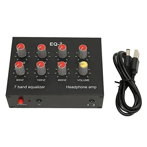 Produktbild: 7-Band-Sound-Equalizer, 3,5-mm-Eingang, Auto-Sound-Equalizer, Ohrverstärker, -Ausgang, Eingang, 12 DB, Hohe Basseinstellung, Zweikanal-Digital-Equalizer