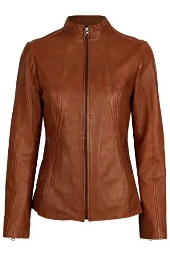 Produktbild: 7eleven Damen Lederjacke mit Uni-Design und Reißverschlusstaschen