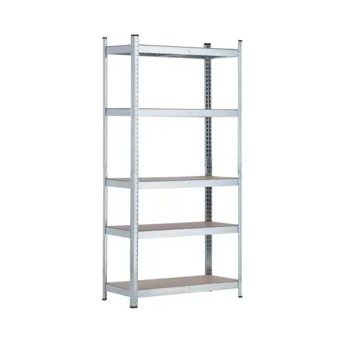 Produktbild: 7H SEVEN HOUSE, Modulares Regal aus verzinktem Metall, mit 5 verstellbaren Böden, Grau, 180 x 90 x 40 cm