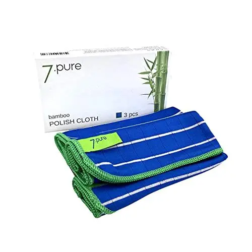 Produktbild: 7. Pure Bambus Poliertücher, 3er-Set, Streifenfreier Glanz ohne Chemie, Antibakteriell & fusselfrei, Fensterleder, Reinigungstuch, Poliertuch für Glas & Edelstahl