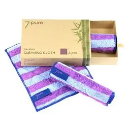 Produktbild: 7.pure Bambus Putzlappen & Putztücher | 3 Stück | 20 x 25 cm | ohne Putzmittel | Reinigen ohne Fusseln | Waschbar | Putzschwamm, Tücher