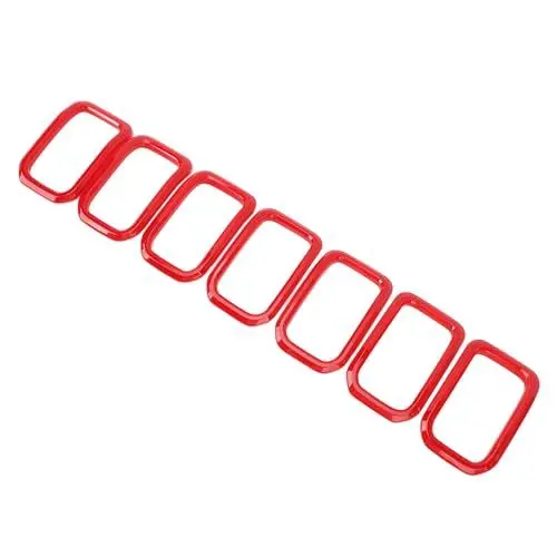 Produktbild: 7-teilige Frontstoßstangen-Grillringe, Frontgrill-Einsatzabdeckung, Roter Rahmenverkleidungssatz, Autodekorationskontur für Renegade