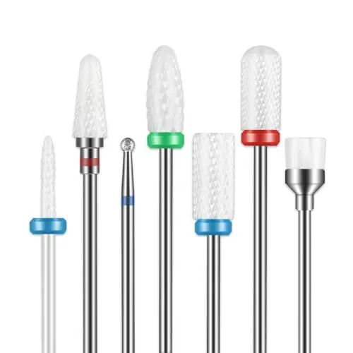 Produktbild: 7-teiliges Keramik-Nagelbohrer-Set für Acrylnägel, 3/32 professionelles Diamant-Nagelbohrer-Set zum Entfernen von Acrylgel-Nägeln, Nagelhaut, Maniküre, Pediküre