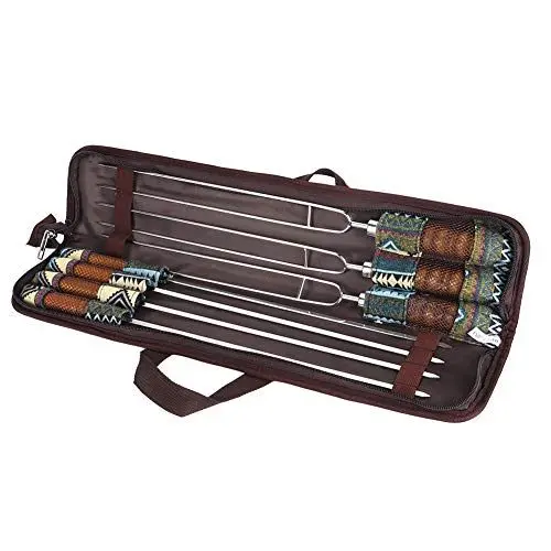 Produktbild: 7-teiliges Set, Grillgabel-Set aus Edelstahl, U-förmiger Bratstab, Spieß, Grillutensilien