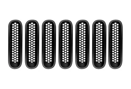 Produktbild: 7X Frontgrill-Netzeinsätze Clip-in-Grillschutz Für Jeep Für Wrangler Für JK Für JKU Für Unlimited Für Rubicon Für Sahara 2007–2017 Mattschwarz Frontgrill