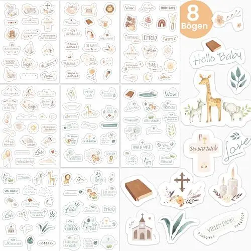 Produktbild: Hochwertiger Sticker für Gästebuch, Fotoalbum, Konfirmation, Kommunion, Taufe Deko Erstkommunion, personalisierte Aufkleber Geschenk für Mädchen & Jungen, Sticker Set, entzückender Text Muster