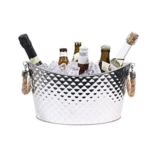 Produktbild: 8 Liter Großer Eiskübel Getränkewanne,Edelstahl Getränkekühler mit Henkel Champagner Kühler Eiskübel, Eiseimer für Garten Partei