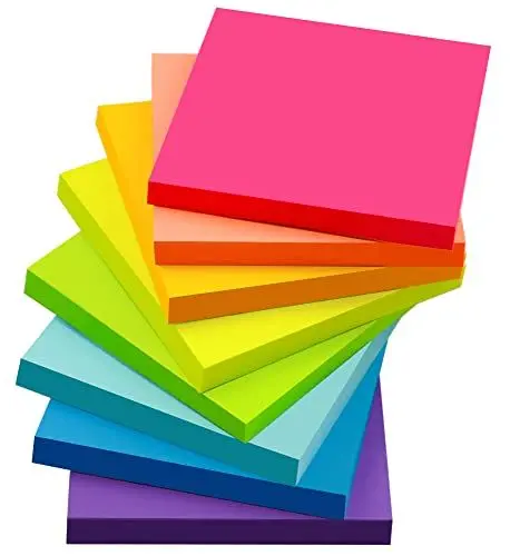 Produktbild: 8 Packung Farbige Haftnotizen, Selbstklebende Klebezettel 76 x 76 mm, Helle Haftnotizzettel Bunte Quadratische Sticky Notes für Büro Zuhause Schule Sitzung, 82 Blätter/Block