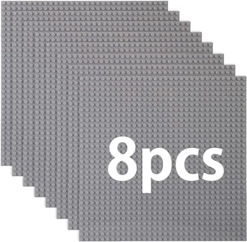 Produktbild: 8 Platten-Set Bauplatte Kompatibel mit Meisten Marken,Classic Bausteine Grundplatte,Kompatibel mit Bauplatte Lego Classic,25.5 * 25.5cm, Graue Grundplatte