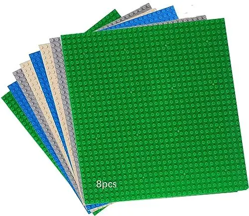 Produktbild: HUYIYI 8 Platten-Set Bauplatte Kompatibel mit Meisten Marken,Kompatibel mit Bauplatte Classic,25,5 x 25,5cm,Classic Grüne Blaue Graue Sand Grundplatte für Konstruktionen und für weitere Sets