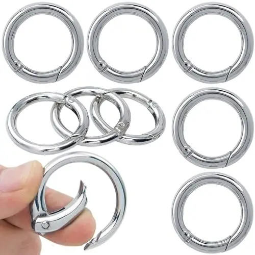 Produktbild: 8 STK Karabiner Rund Schlüsselanhänger 34 mm Karabinerhaken Runde Taschenringe Mini Karabinerringr,Karabiner Clips Rund,Runder Karabiner Stark für Camping,Reisen,Schlüsselkette,Taschenzubehör,Silber