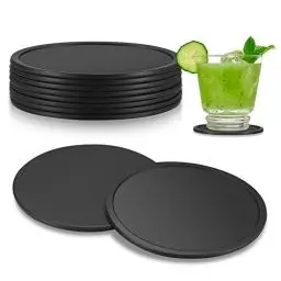 Produktbild: 8 STK Untersetzer Gläser, Silikon Untersetzer, Getränkeuntersetzer, Rund Glasuntersetzer Schwarz für Getränke, Bar, Tassen, Gläser Tischuntersetzer