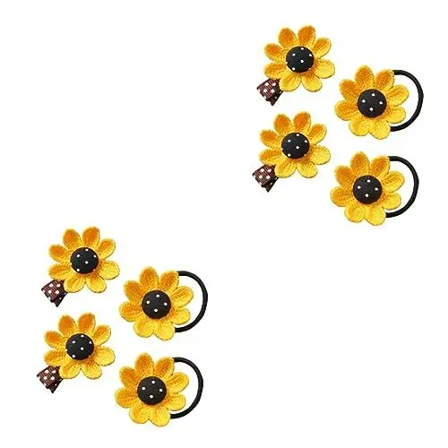 Produktbild: 8 Stk Elastische Haargummis Für Mädchen Mit Blumen Haarspangen Für Die Blumenhochzeit Elastische Haarseilringe Aus Sonnenblumen Haargummi Strandurlaub Niedlich Haarschleife