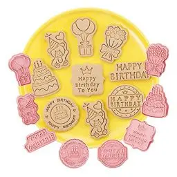 Produktbild: 8 Stück Ausstechformen Set, Plätzchenform Happy Birthday Keks, Geburtstag Plätzchen Ausstecher, 3D Ausstechformen Formen, Kunststoff Ausstecher für Geburtstagsfeiern, Cookies Cutter für DIY Fondant