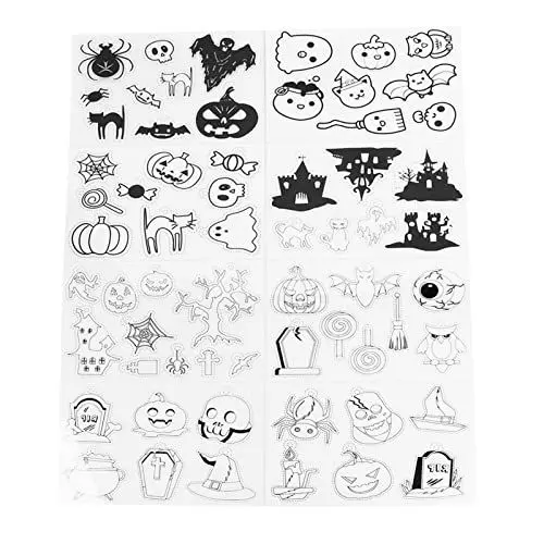 Produktbild: 8-teiliges Wärmeschrumpffolien-Kit, Halloween-Thema, Schrumpffolie, für DIY-Schlüsselanhänger, Schmuck
